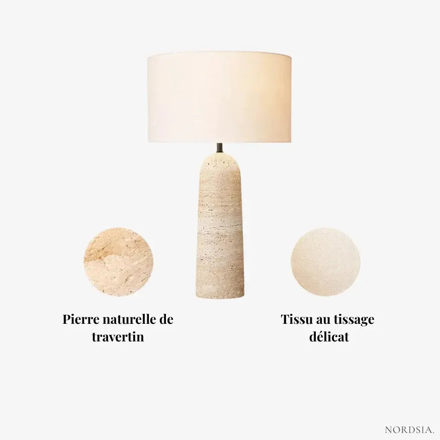 Kadiyevka Freja Modern Travertine & Fabric Lamp