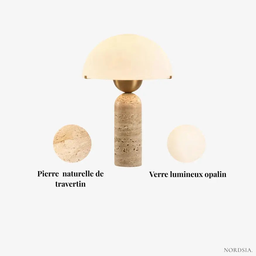 Kadiyevka Scandinavian Travertine and Opaline Glass Lamp | Asta