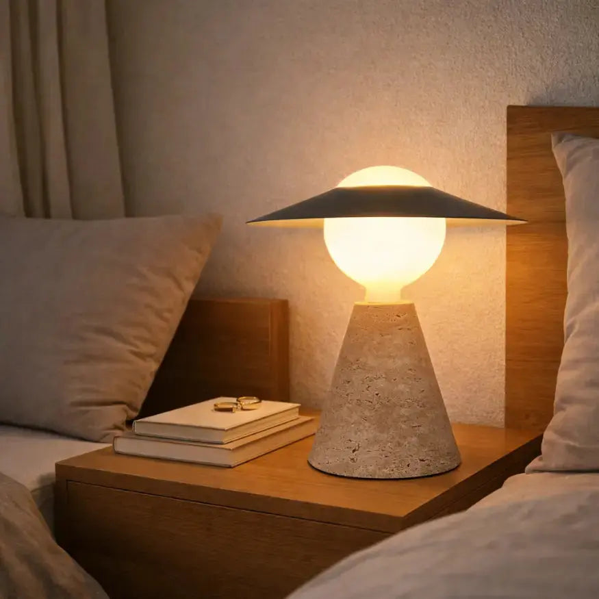 Kadiyevka Scandinavian Travertine & Opal Glass Lamp | Aili