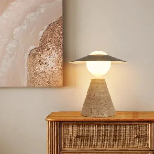 Kadiyevka Scandinavian Travertine & Opal Glass Lamp | Aili