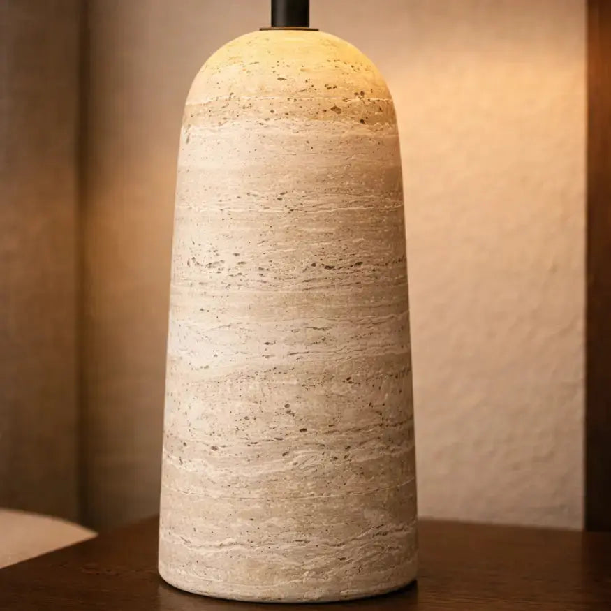 Kadiyevka Freja Modern Travertine & Fabric Lamp