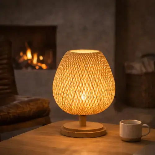 Kadiyevka Neya Natural Wood and Bamboo Bedside Lamp