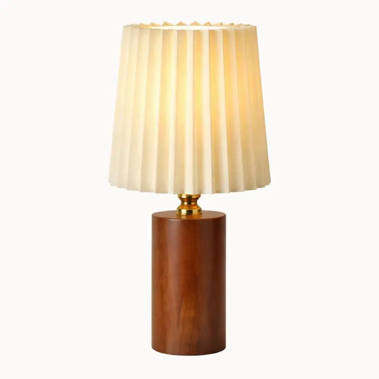 Kadiyevka Solid Wood & Pleated Fabric Bedside Lamp | Lior